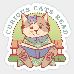 Curious Cats Read Girl Sticker